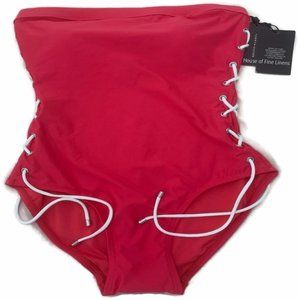 Tommy Hilfiger Lace-Up Bandeau One-Piece Swimsuit